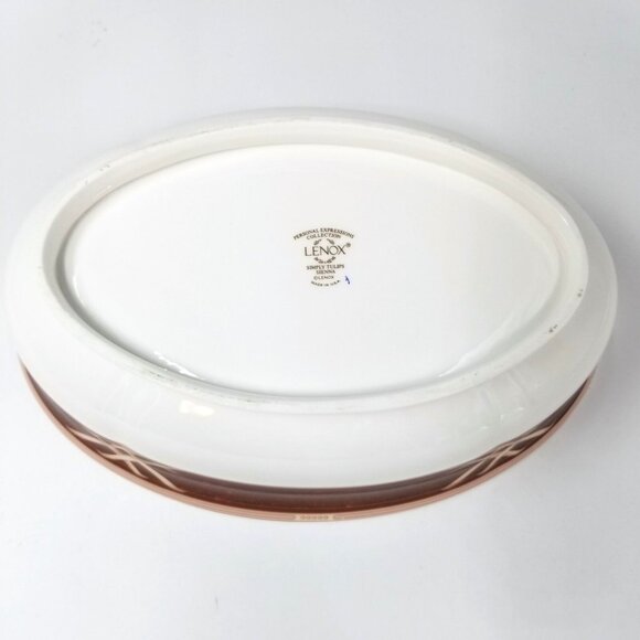 Vintage Personal Expressions Lenox Simply Tulips Sienna Oval Vegetable Bowl - Picture 5 of 7